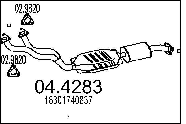 MTS Catalyseur 04.4283 Pot catalyseur MTS X4 04.4283 pas cher