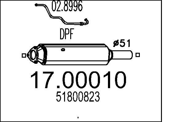 MTS Roetfilter (DPF) 17.00010 Fiat DOBLO Roetfilter, diesel MTS 17.00010