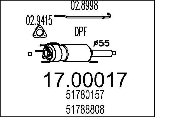 MTS Partikelfilter (DPF) 17.00017 17.00017 MTS partikelfilter (dpf) FIAT COUPE