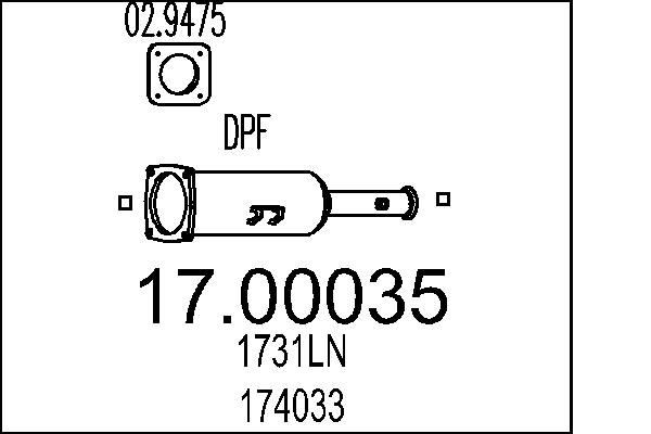 MTS Roetfilter (DPF) 17.00035 Peugeot RCZ Roetfilter, diesel MTS 17.00035
