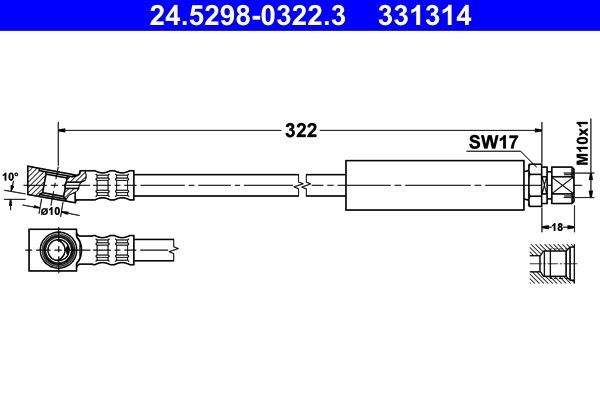 ATE Tubo freno 24.5298-0322.3 ATE 24.5298-0322.3 Tubo freno