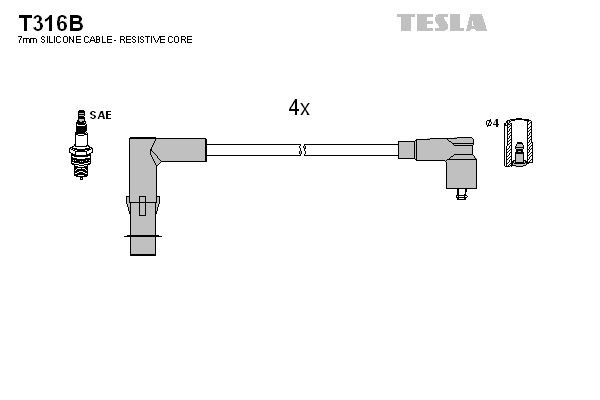TESLA Kit cavi candele T316B T316B costo Cavi candele RENAULT GRAND SCÉNIC TESLA