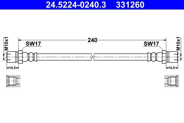 ATE Ελαστικός σωλήνας φρένων 24.5224-0240.3 ATE 24.5224-0240.3 Ελαστικός σωλήνας φρένων Porsche Cayenne 9YA γνήσια τιμες