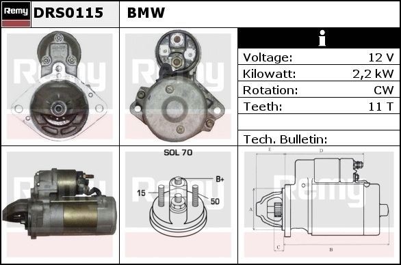 DELCO REMY Starter motor DRS0115 DRS0115 DELCO REMY starter motor BMW 2 Series