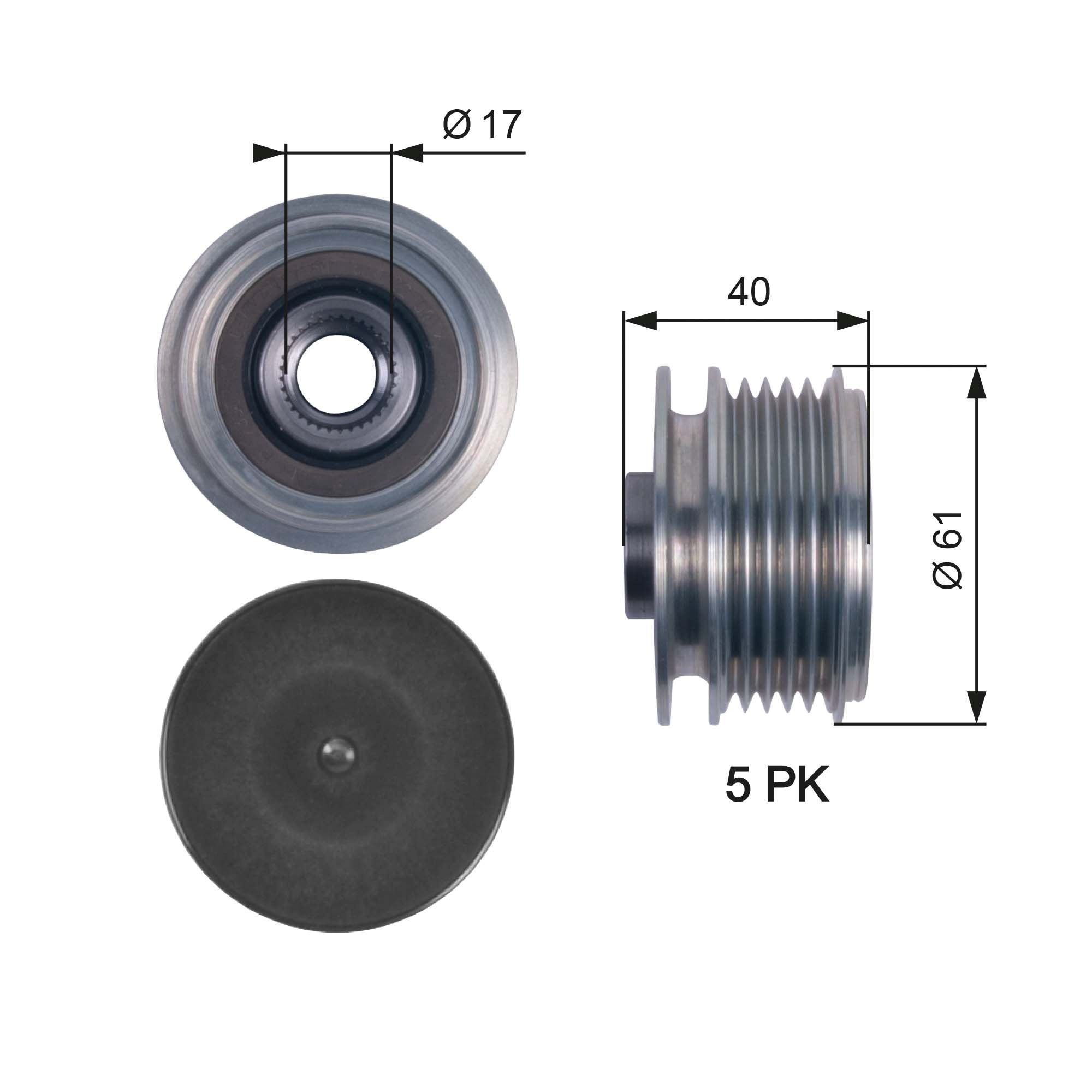 GATES Alternator Freewheel Clutch OAP7117 GATES OAP7117 Alternator Freewheel Clutch - KIA Carens 3 belt pulleys / gears parts