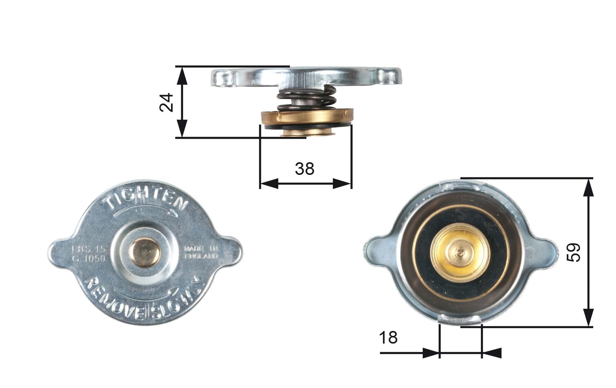 GATES Τάπα κλεισίματος, ψύκτης RC113 RC113 Καπάκι ψυγείου CHEVROLET KALOS GATES