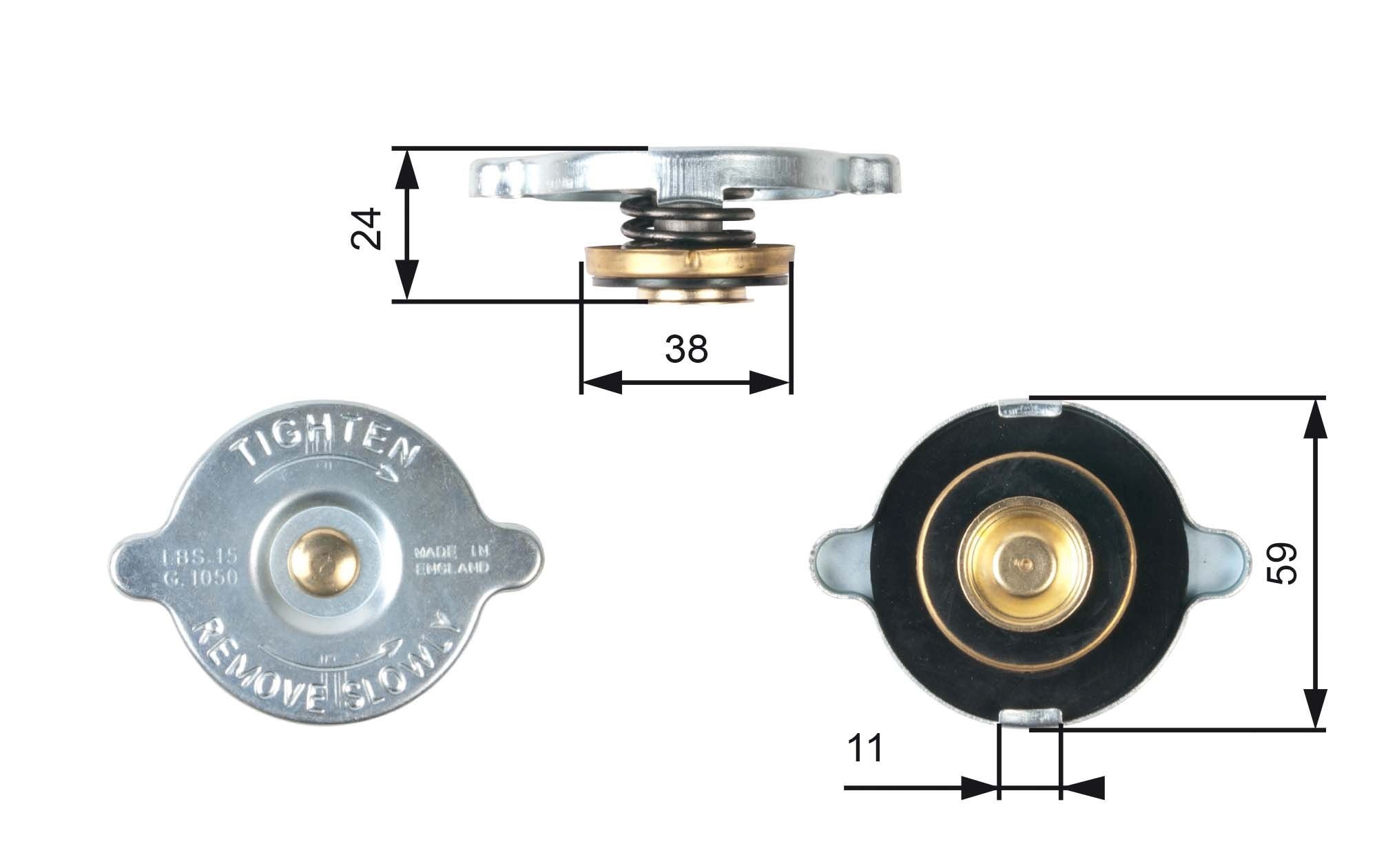 GATES Τάπα κλεισίματος, ψύκτης RC120 GATES RC120 Τάπα ψυγείου Audi A3 Sportback 8PA γνήσια τιμες