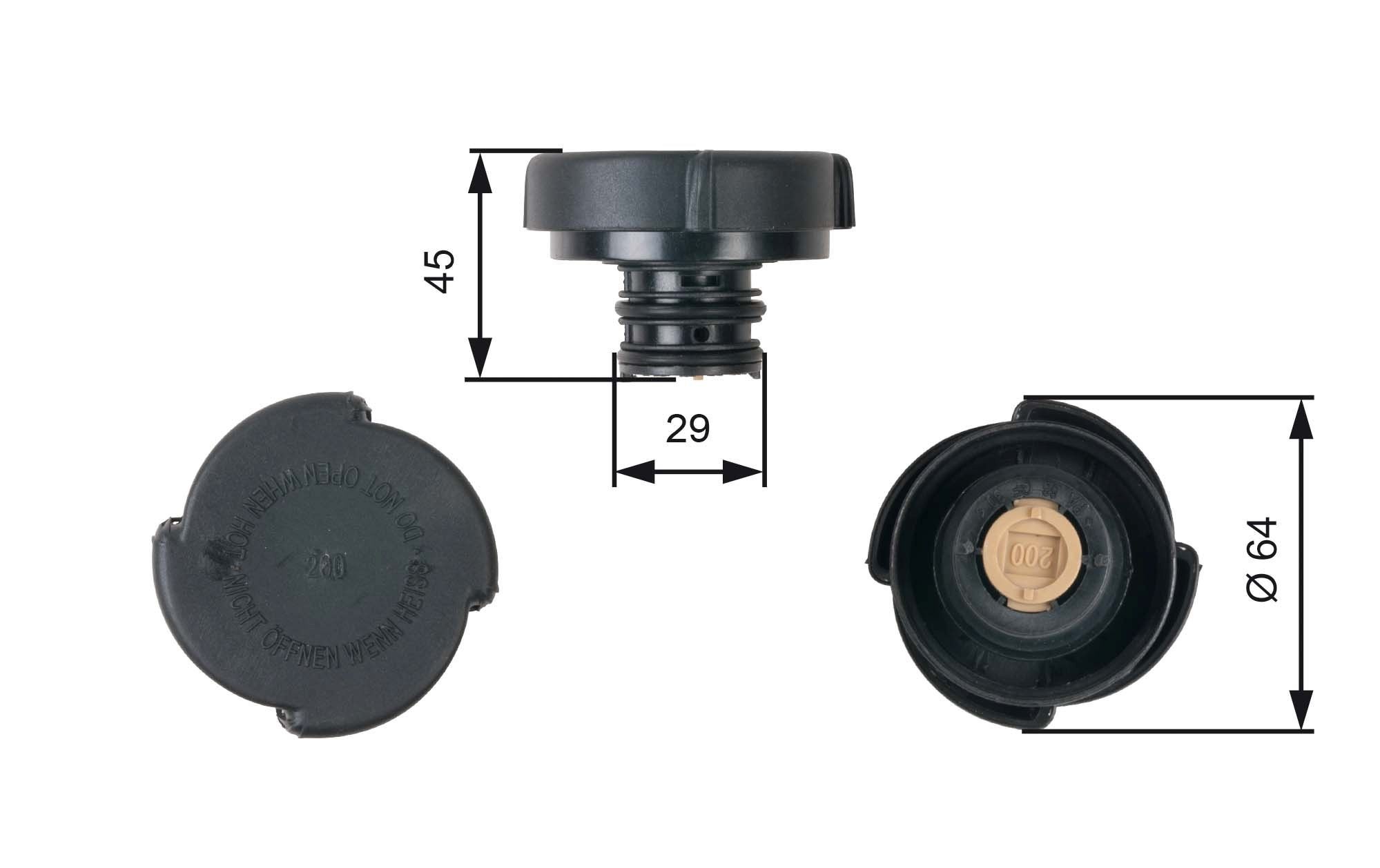 GATES Vāciņš, Dzesēšanas šķidruma rezervuārs RC204 Dzesēšanas šķidruma vāks GATES Chrysler STRATUS RC204