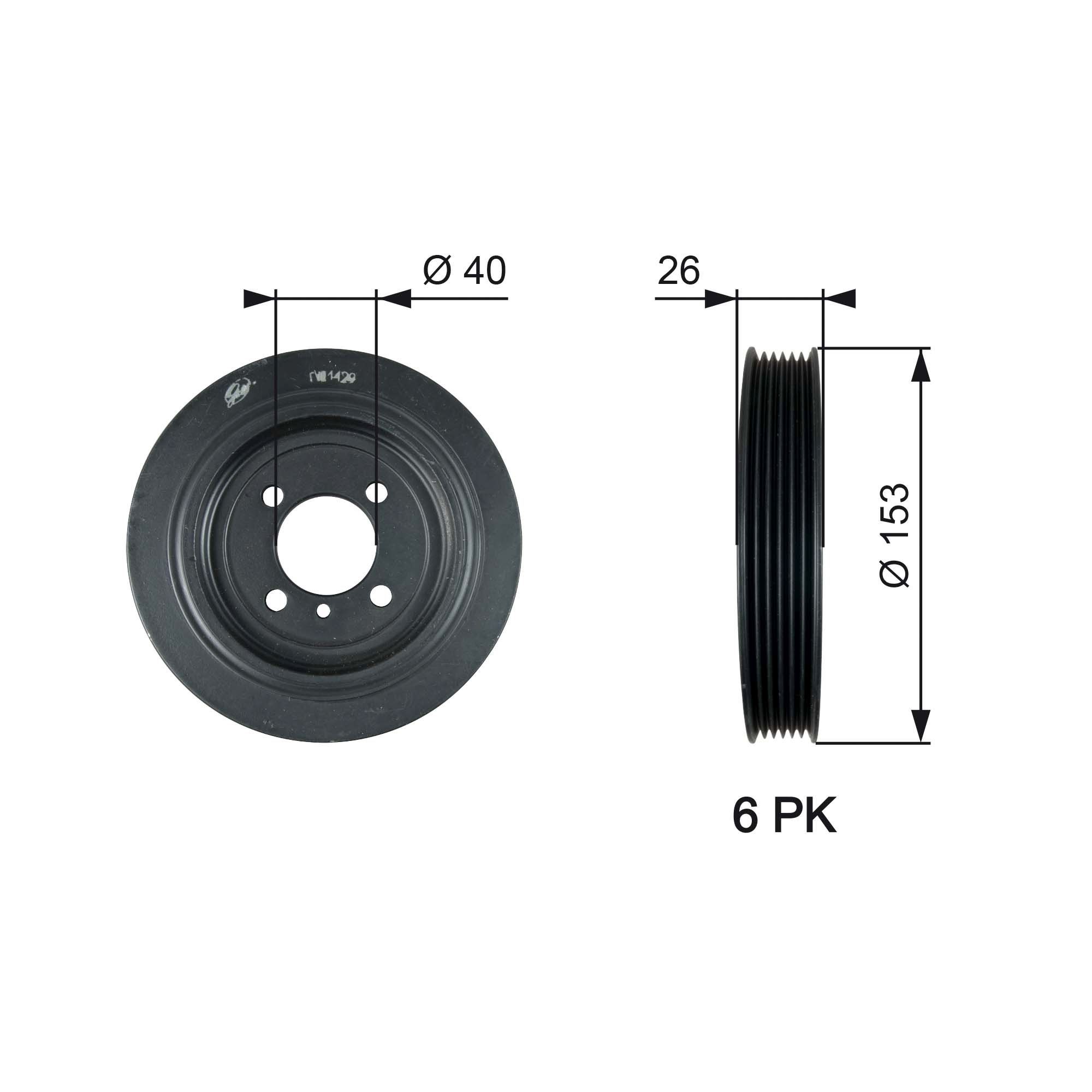 Poulie damper (vilebrequin) GATES TVD1129 GATES DriveAlign TVD1129: Poulie de vilebrequin Hyundai SANTA FE 2003