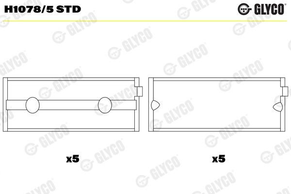 GLYCO Kloķvārpstas gultnis H1078/5 STD GLYCO H1078/5 STD Kloķvārpstas gultnis Campo (TF0, TF1) orģinālās cena