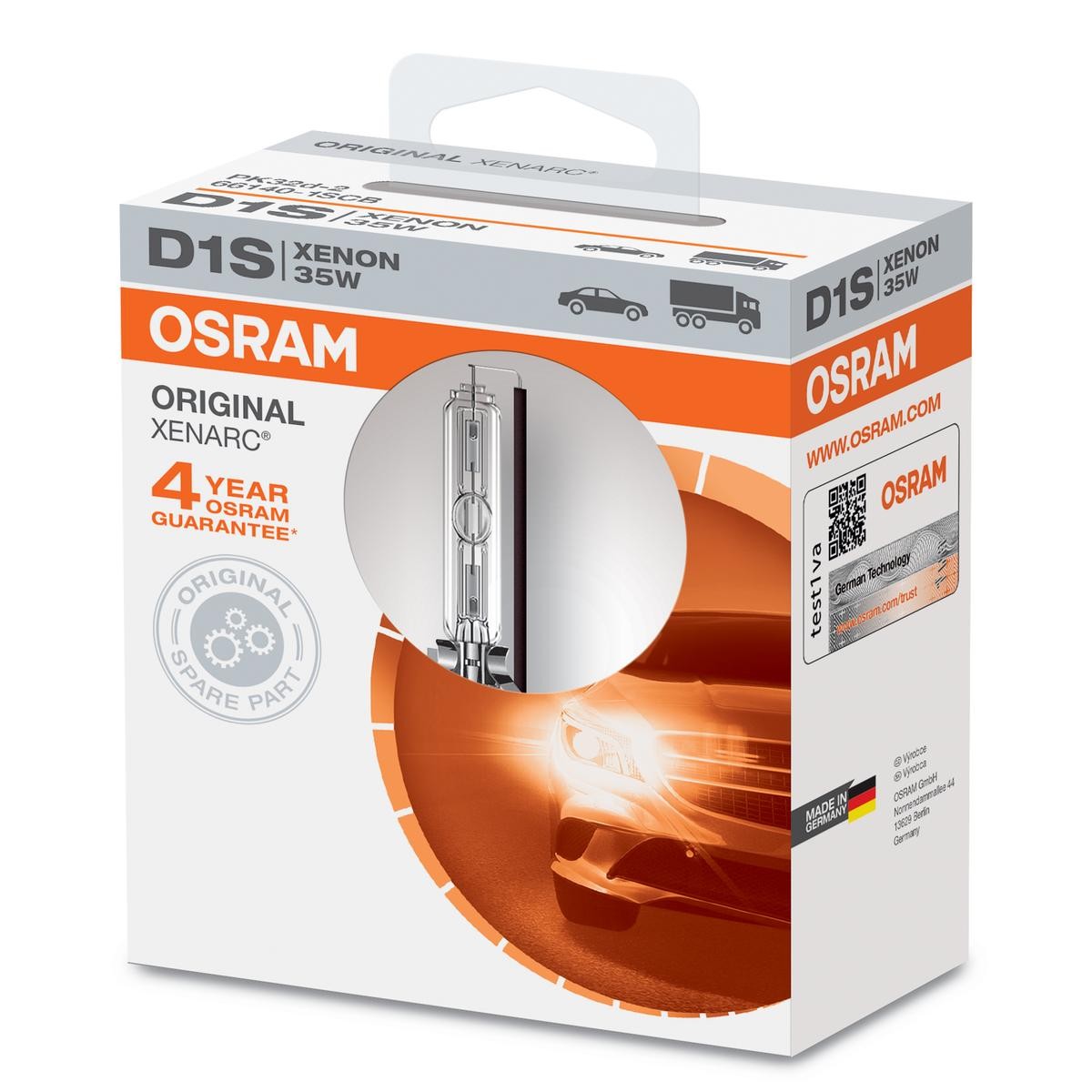 OSRAM Lâmpada de xénon 66140 Lâmpadas Peugeot 307 3/AC: Lâmpada de xénon OSRAM XENARC ORIGINAL 66140