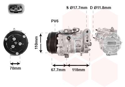 VAN WEZEL Compresseur de climatisation 1700K384 Moteur de climatisation VAN WEZEL JUMPY 1700K384 pas cher