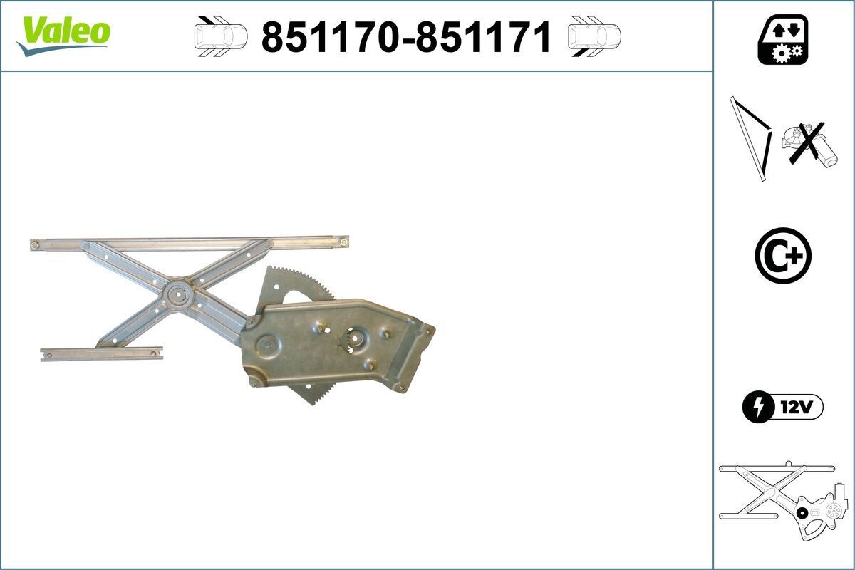 Γρύλος παραθύρου VALEO 851170 VALEO 851170 Γρύλλος παραθύρου πίσω αριστερά Renault GRAND SCÉNIC 2013