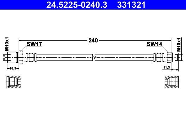 ATE Ελαστικός σωλήνας φρένων 24.5225-0240.3 ATE 24.5225-0240.3 Ελαστικός σωλήνας φρένων Porsche Cayenne 9YA τιμες
