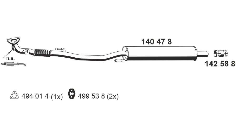 Front Silencer ERNST 140478 ERNST 140478 2005 SEAT IBIZA front silencer replacement