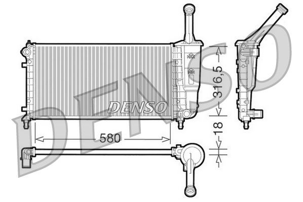 DENSO Radiateur DRM13011 Lancia FLAVIA Radiateur van de motor DENSO DRM13011