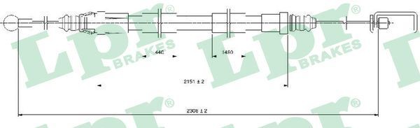 LPR Cavo freno a mano C0129B C0129B costo Cavo freno a mano PEUGEOT 106 LPR