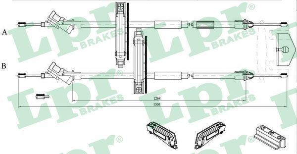 LPR Tautrekk, håndbremse C0225B Bremsewire LPR Ford TOURNEO CONNECT C0225B