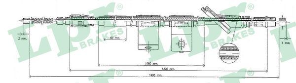 LPR Håndbremsekabel C0323B Håndbremsekabel LPR Hyundai SANTA FE C0323B