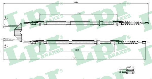 LPR Hand brake cable C0537B price Opel L69 Hand brake cable C0537B LPR
