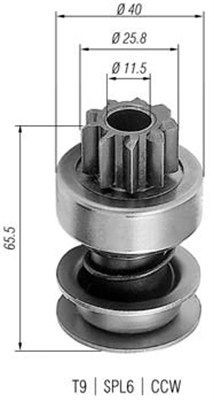 MAGNETI MARELLI Lite tannhjul, starter 940113020236 Friløpsgir, starter MAGNETI MARELLI Mercedes-Benz 123-serien 940113020236