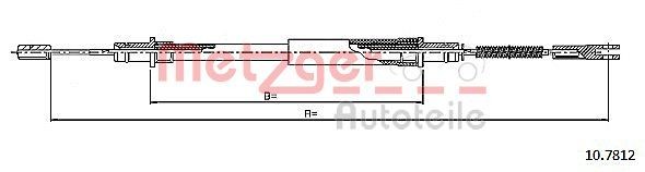 METZGER Ντίζα, φρένο ακινητοποίησης 10.7812 METZGER 10.7812 γνήσια Ντίζα χειροφρένου Porsche 944 Cabrio κόστος