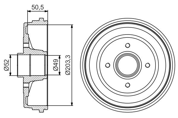 BOSCH Bremžu trumulis 0 986 477 205 BOSCH 0986477205 Bremžu trumuļi Volkswagen LUPO orģinālās