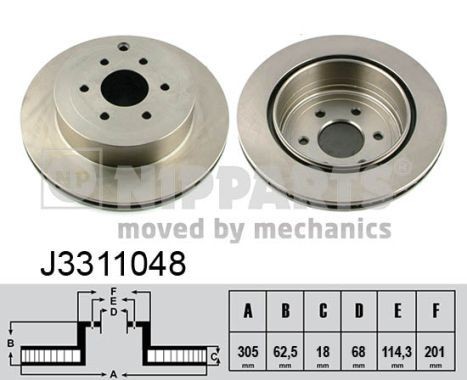 NIPPARTS Remschijf J3311048 J3311048 Remschijf OPEL OMEGA NIPPARTS