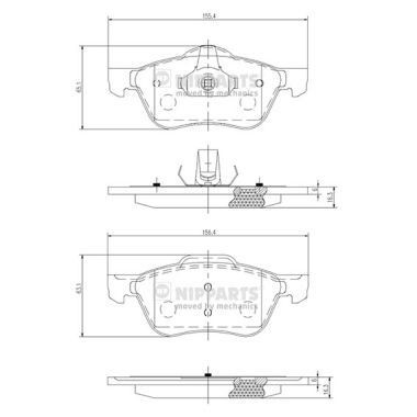 NIPPARTS Bremseklosser J3601082 J3601082 Bremsekloss NISSAN PICK UP NIPPARTS