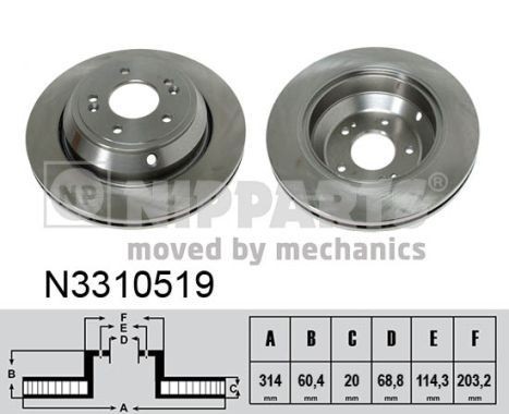 NIPPARTS Bremseskive N3310519 Bremseskiver NIPPARTS Mercedes-Benz 124-serien N3310519