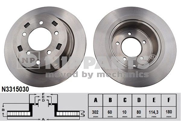 NIPPARTS Remschijf N3315030 N3315030 Schijfremmen OPEL OMEGA NIPPARTS