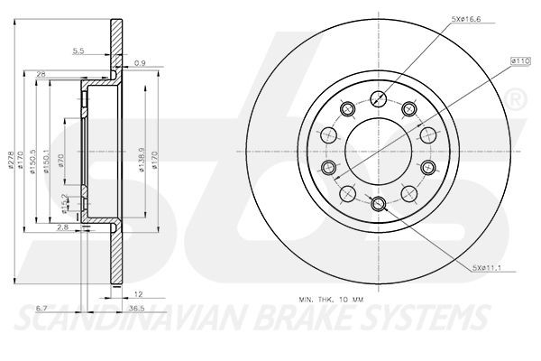 sbs Tubo flexível de travão 1330851021 1330851021 Flexível de freio ALFA ROMEO MITO sbs
