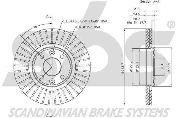 sbs Bremseslange 1330854830 1330854830 Bremseslange VOLVO S40 sbs
