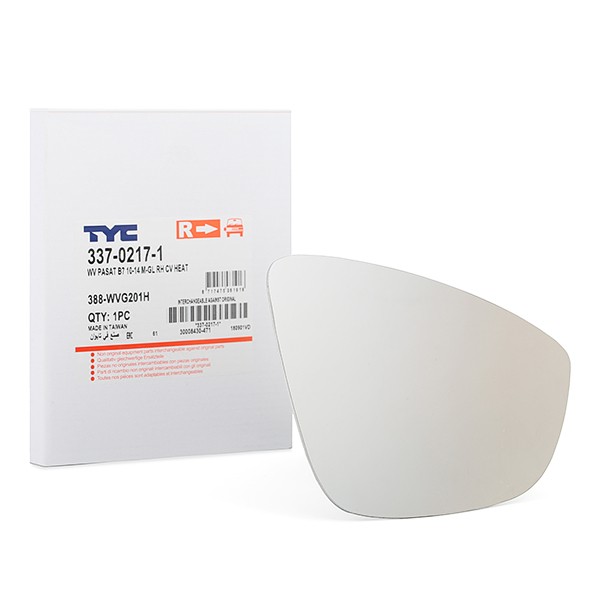 TYC Speilglass, ytterspeil 337-0217-1 Sidespeilglass Volkswagen 362 337-0217-1 TYC