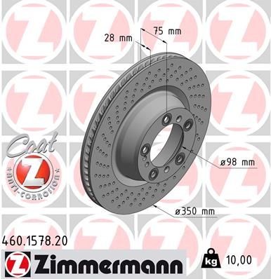 ZIMMERMANN Bromsskiva 460.1578.20 ZIMMERMANN 460.1578.20 Bromsskiva PORSCHE 911 Coupe (992) 3.0 Carrera S (992120) 450 hk 2020