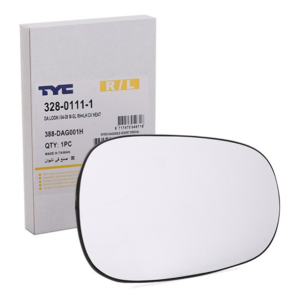 TYC Spejlglas, udvendig spejl 328-0111-1 TYC 328-0111-1 1410 Stationcar Spejlglas pris