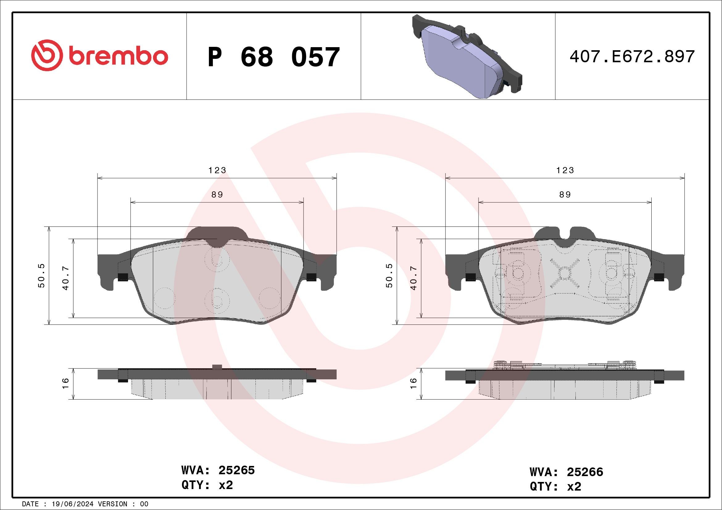 BREMBO Plaquettes de frein P 68 057 BREMBO P 68 057 Plaquettes de frein RENAULT Talisman Grandtour (KP_) 1.7 Blue dCi 120 (KPA7) 120 CV 2022
