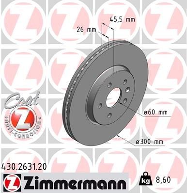 ZIMMERMANN Bromsskiva 430.2631.20 430.2631.20 ZIMMERMANN bromsskivor sport Chevy EPICA