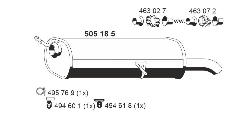 ERNST Πίσω σιλανσιέ 505185 Τελικά σιλανσιέ ERNST Citroën JUMPER 505185
