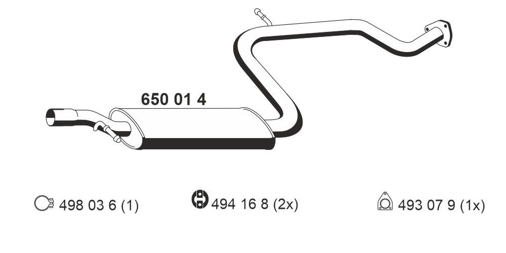 ERNST Mittenljuddämpare 650014 ERNST 650014 Mellan ljuddämpare VOLVO S40 original