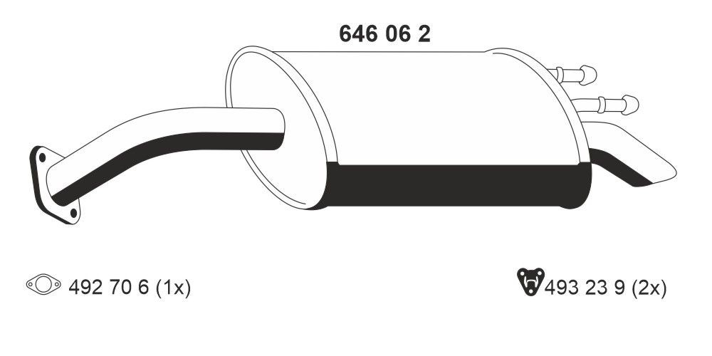 ERNST Bakre ljuddämpare 646062 646062 ERNST ljuddämpare HYUNDAI H100
