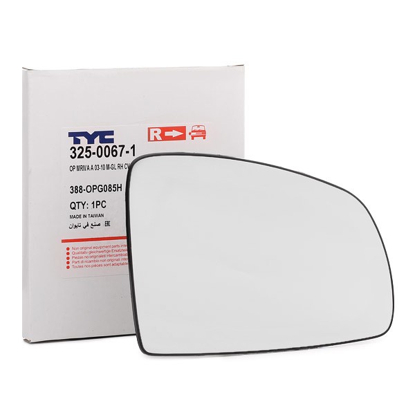 Spoguļstikls, Ārējais atpakaļskata spogulis TYC 325-0067-1 TYC 325-0067-1 Spoguļstikls OPEL MERIVA 2009