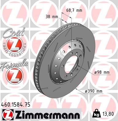 ZIMMERMANN Bremseskive 460.1584.75 pris Bremseskiver PORSCHE 460.1584.75 ZIMMERMANN