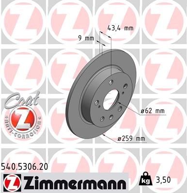 ZIMMERMANN Disque de frein 540.5306.20 ZIMMERMANN 540.5306.20 Disques de frein Carry St 90 prix