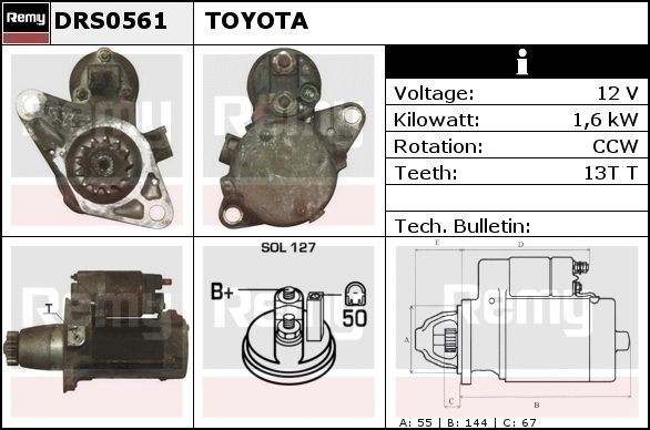 DELCO REMY Motorino avviamento DRS0561 DRS0561 costo Motorino avviamento DELCO REMY TOYOTA COROLLA