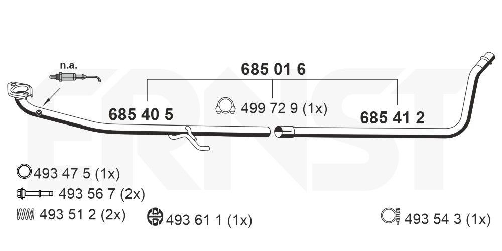 Σωλήνας εξάτμισης ERNST 685016 ERNST 685016 Σωλήνες εξάτμισης TOYOTA AYGO 2007