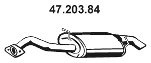 EBERSPÄCHER Bakre eksospotte 47.203.84 Bakpotte EBERSPÄCHER Toyota CARINA 47.203.84