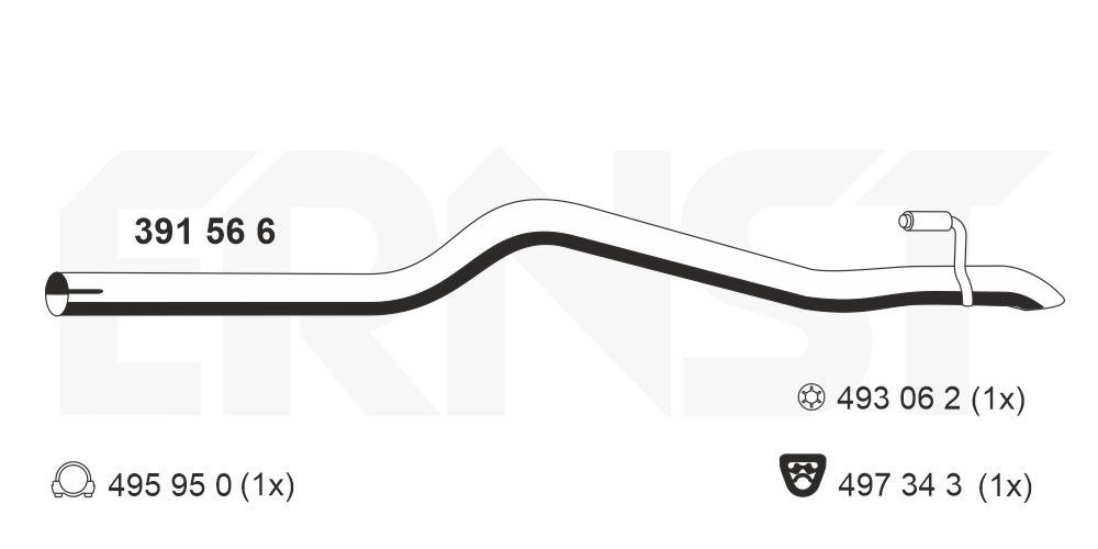 ERNST Exhaust Pipe 391566 391566 ERNST exhaust pipe for MERCEDES-BENZ CLS