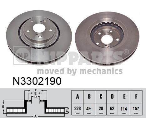 NIPPARTS Bremseskive N3302190 N3302190 Bremseskive TOYOTA YARIS NIPPARTS