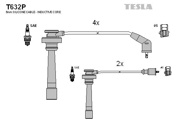 TESLA Kit de câbles d'allumage T632P T632P Fil de bougie MITSUBISHI ASX TESLA